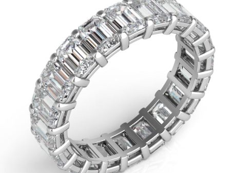 White Gold Emerald Cut Eternity Band For Sale