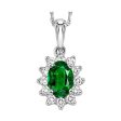 14Kt White Gold Diamond 1 5Ctw & Emerald 5 8Ctw Pendant Cheap