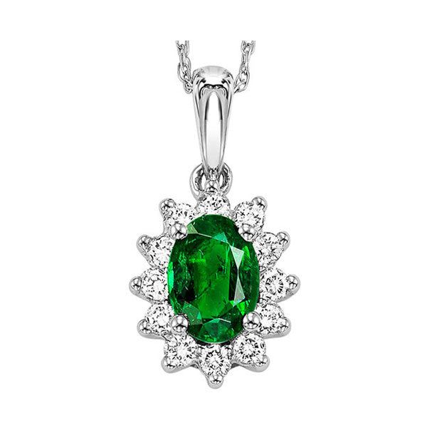 14Kt White Gold Diamond 1 5Ctw & Emerald 5 8Ctw Pendant Cheap