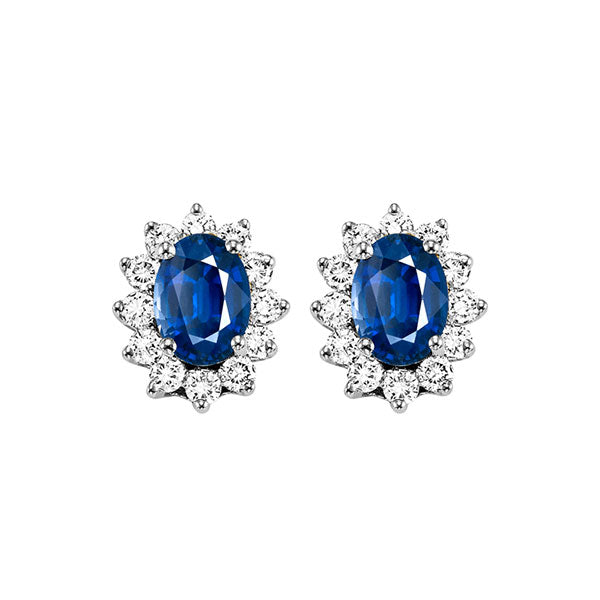 14Kt White Gold Diamond 3 8Ctw & Sapphire 1 1 8Ctw Earring Fashion