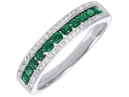 14Kt White Gold Diamond 1 8Ctw & Emerald 1 2Ctw Ring Discount