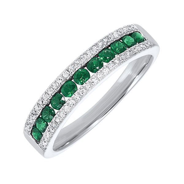 14Kt White Gold Diamond 1 8Ctw & Emerald 1 2Ctw Ring Discount