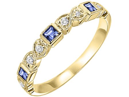 14Kt Yellow Gold Diamond 1 12Ctw & Sapphire 1 6Ctw Ring Online Sale