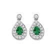 14Kt White Gold Diamond 1 6Ctw & Emerald 1 4Ctw Earring Online Hot Sale