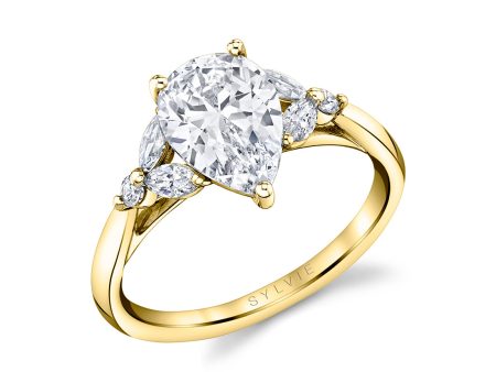 Pear Shaped Unique Three Stone Engagement Ring - Alina Online Sale