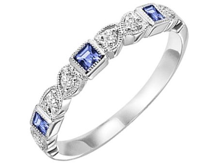 10Kt White Gold Diamond 1 12Ctw & Sapphire 1 8Ctw Ring Online Sale