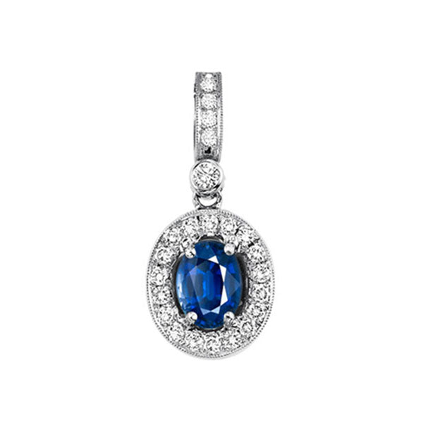 14Kt White Gold Diamond 1 8Ctw & Sapphire 5 8Ctw Pendant Sale