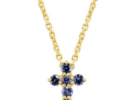 14K Yellow Gold Sapphire Cross Neckpiece Online Hot Sale