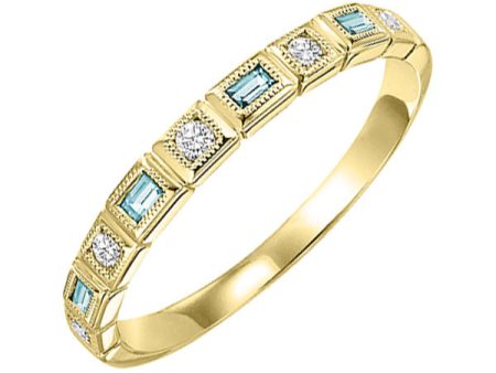 10Kt Yellow Gold Diamond 1 12Ctw & Aquamarine 1 8Ctw Ring Cheap