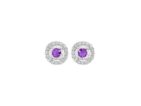 14Kt White Gold Diamond 1 4Ctw & Amethyst 3 4Ctw Earring Fashion