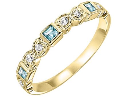 10Kt Yellow Gold Diamond 1 10Ctw & Aquamarine 1 7Ctw Ring Discount