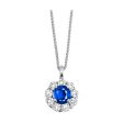 14Kt White Gold Diamond 1 2Ctw & Sapphire 1 10Ctw Pendant For Sale