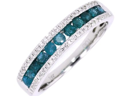 14Kt White Gold Diamond 1 6Ctw & Blue Topaz 1 2Ctw Ring Online Hot Sale