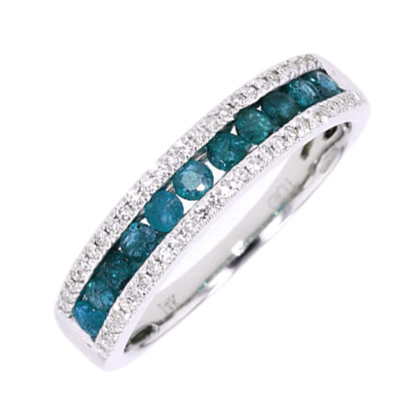 14Kt White Gold Diamond 1 6Ctw & Blue Topaz 1 2Ctw Ring Online Hot Sale