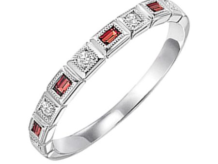 10Kt White Gold Diamond 1 12Ctw & Garnet 1 6Ctw Ring Sale