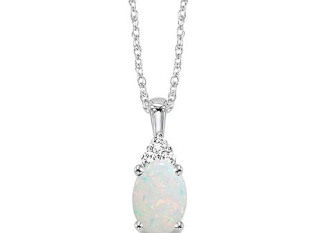 10Kt White Gold Diamond 1 50Ctw & Opal 5 8ctw Pendant For Sale