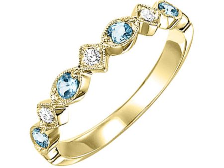 10Kt Yellow Gold Diamond 1 20Ctw & Aquamarine 1 6Ctw Ring Online Hot Sale