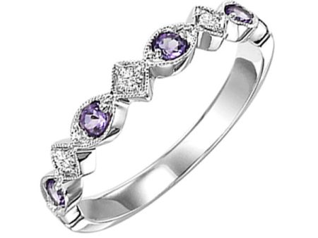 14Kt White Gold Diamond 1 20Ctw & Amethyst 1 6Ctw Ring Fashion