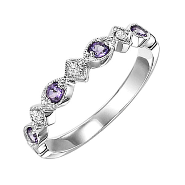 14Kt White Gold Diamond 1 20Ctw & Amethyst 1 6Ctw Ring Fashion