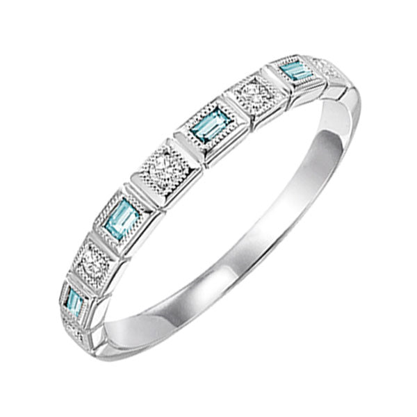 10Kt White Gold Diamond 1 10Ctw & Blue Topaz 1 6Ctw Ring Fashion