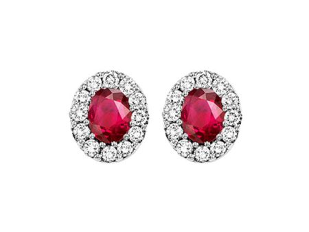 14Kt White Gold Diamond 1 5Ctw & Ruby 1 5Ctw Earring Supply