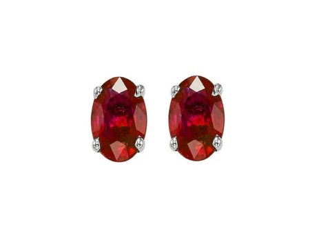 14Kt White Gold & Ruby 1Ctw Earring Fashion