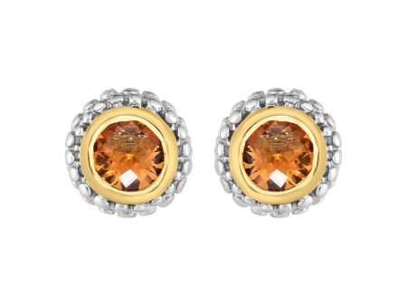 Sterling Silver & 18K Gold Popcorn Birthstone Stud Earrings Cheap