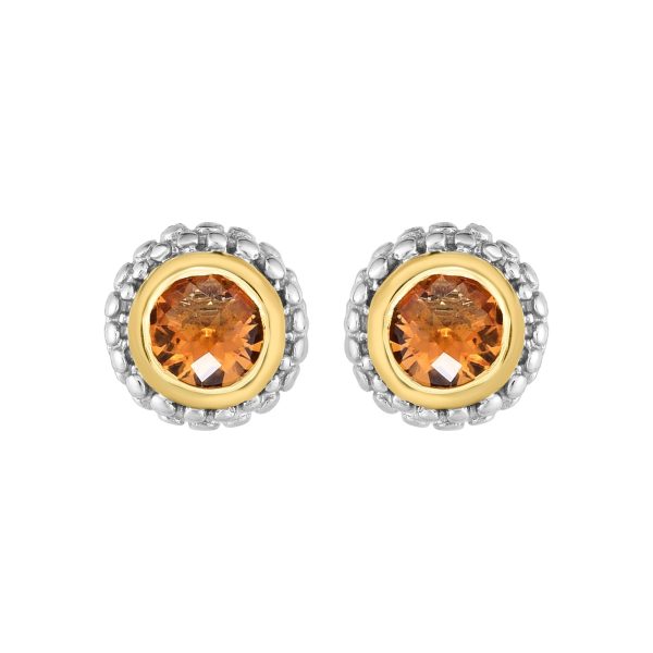 Sterling Silver & 18K Gold Popcorn Birthstone Stud Earrings Cheap