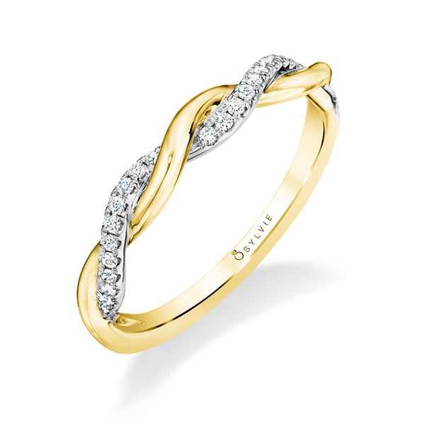 Modern Two Tone Spiral Wedding Band -Yasmine Supply