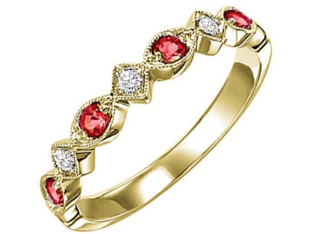 14Kt Yellow Gold Diamond 1 20Ctw & Ruby 1 6Ctw Ring For Cheap