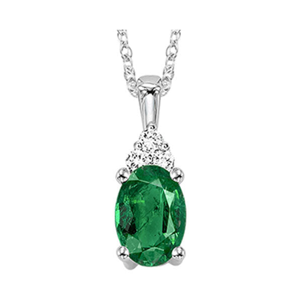 10Kt White Gold Diamond 1 50Ctw & Emerald 1 2Ctw Pendant For Sale