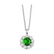 14Kt White Gold Diamond 1 2Ctw & Emerald 1 10Ctw Pendant For Cheap