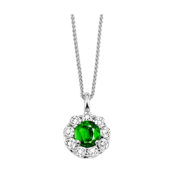 14Kt White Gold Diamond 1 2Ctw & Emerald 1 10Ctw Pendant For Cheap