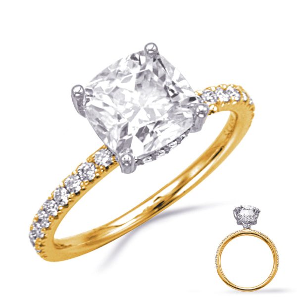 White & Yellow Gold Engagement Ring Hot on Sale