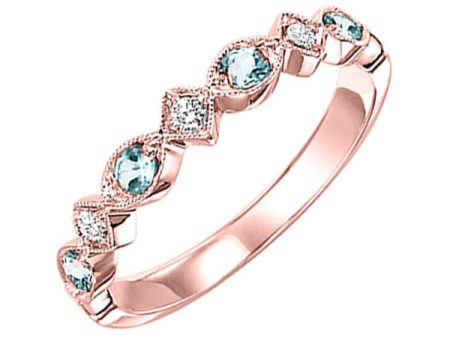 14Kt Rose Gold Diamond 1 20Ctw & Blue Topaz 1 6Ctw Ring For Sale