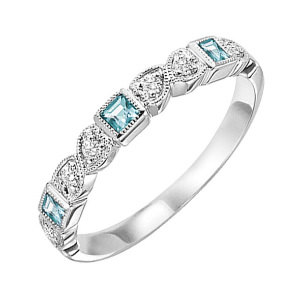 14Kt White Gold Diamond 1 12Ctw & Aquamarine 1 7Ctw Ring Hot on Sale