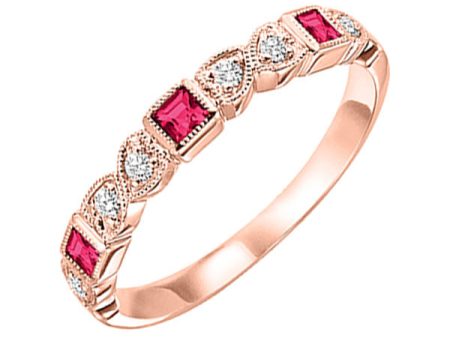 10Kt Rose Gold Diamond 1 12Ctw & Ruby 1 8Ctw Ring Hot on Sale