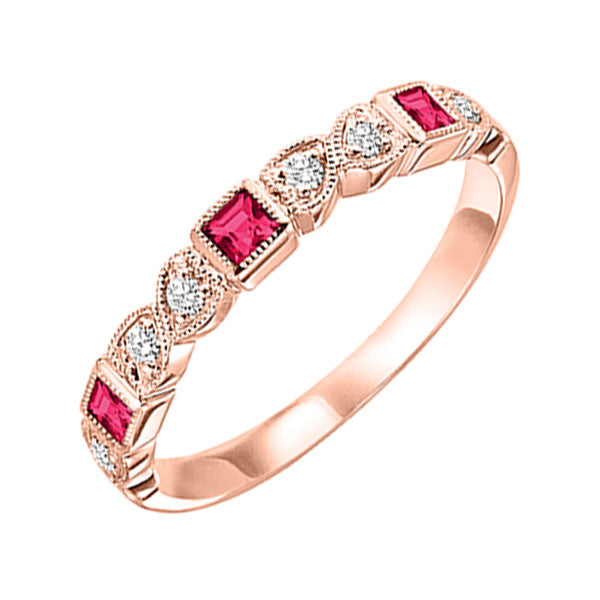 10Kt Rose Gold Diamond 1 12Ctw & Ruby 1 8Ctw Ring Hot on Sale