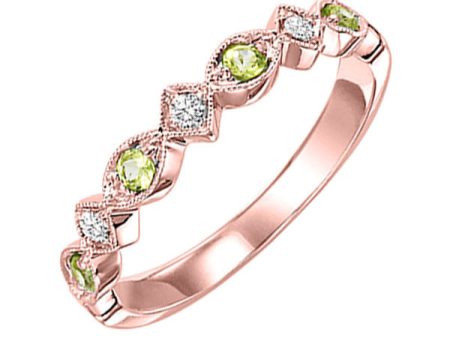 14Kt Rose Gold Diamond 1 20Ctw & Peridot 1 6Ctw Ring on Sale