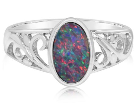 Sterling Silver Australian Opal Doublet Ring Online Sale