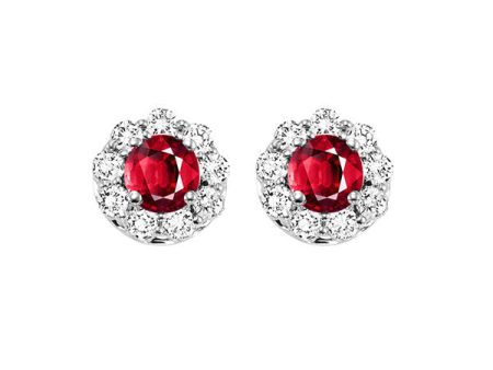 14Kt White Gold Diamond 5 6Ctw & Ruby 5 8Ctw Earring on Sale