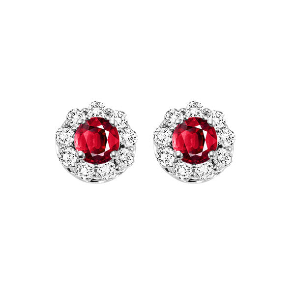 14Kt White Gold Diamond 5 6Ctw & Ruby 5 8Ctw Earring on Sale