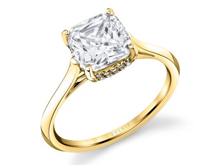 Cushion Cut Solitaire Hidden Halo Engagement Ring - Carter Cheap