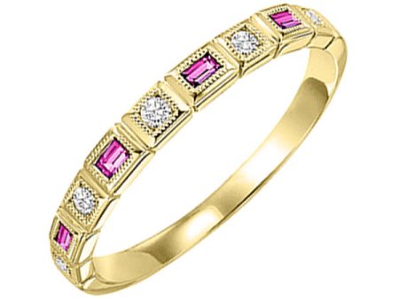 10Kt Yellow Gold Diamond 1 12Ctw & Pink Sapphire 1 7Ctw Ring Online now