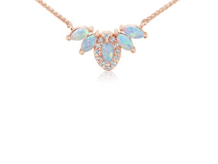 14K Rose Gold Australian Opal Diamond Neckpiece For Cheap