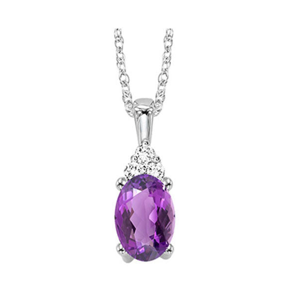 10Kt White Gold Diamond 1 50Ctw & Amethyst 3 8Ctw Pendant Online Sale