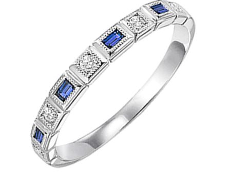 10Kt White Gold Diamond 1 20Ctw & Sapphire 1 8Ctw Ring For Cheap