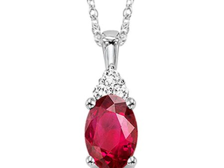 10Kt White Gold Diamond 1 50Ctw & Ruby 3 8Ctw Pendant Hot on Sale