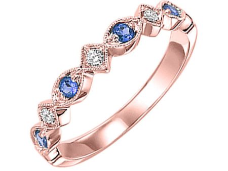 14Kt Rose Gold Diamond 1 20Ctw & Sapphire 1 6Ctw Ring Cheap