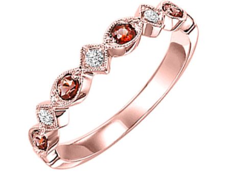 14Kt Rose Gold Diamond 1 20Ctw & Garnet 1 7Ctw Ring For Discount